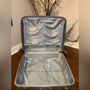 Blue hard cover vintage suitcase